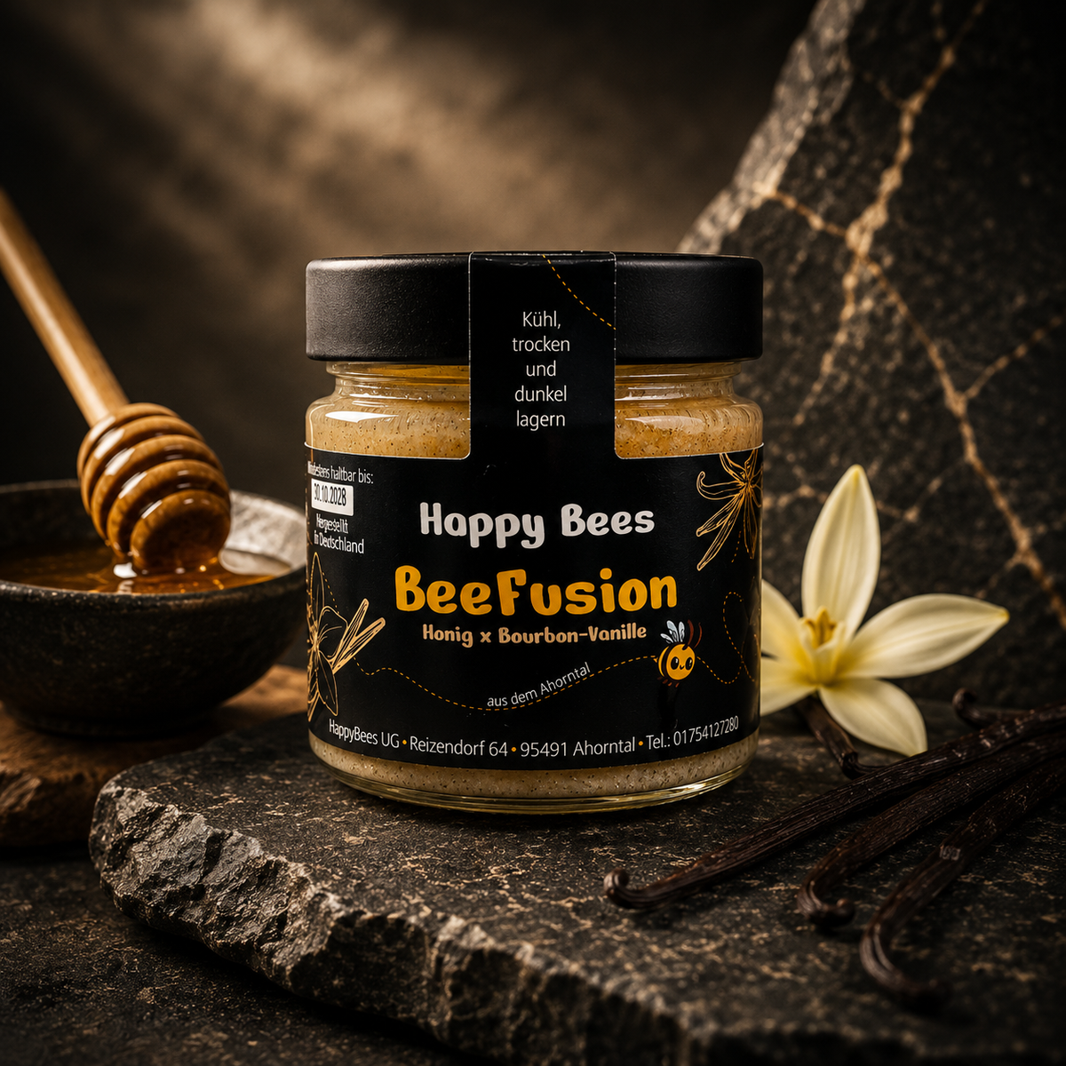 BeeFusion Bourbon-Vanille – feincremiger Honig mit Bourbon-Vanille von HappyBees