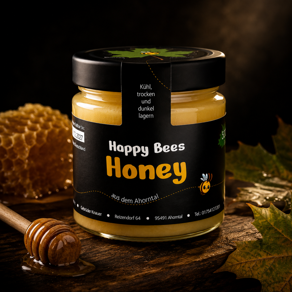 Feincremiger Blütenhonig im Glas von HappyBees aus Ahorntal